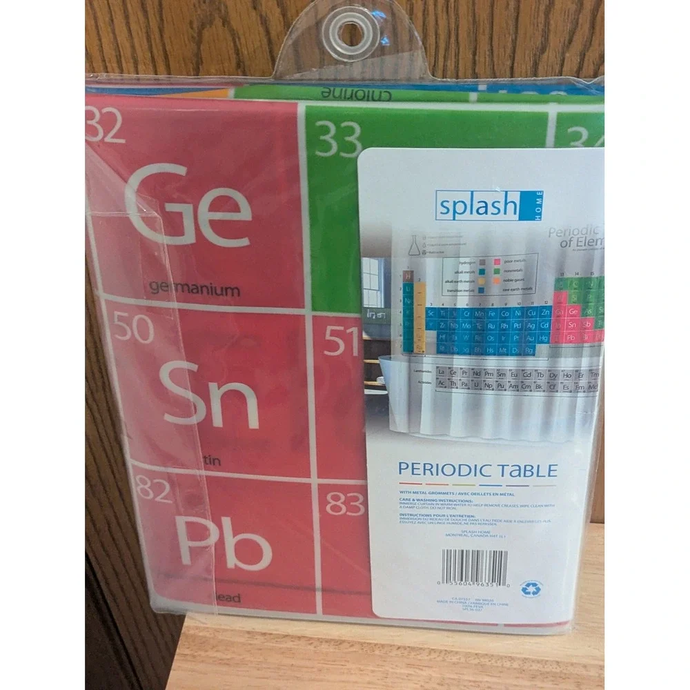 New Periodic Table of Elements Shower Curtain Eco Friendly 70x72 Chemistry Fun